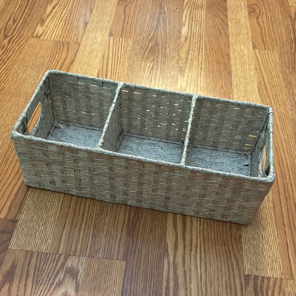 Mainstays Gray Woven 3-Compartment Organizer with Handles